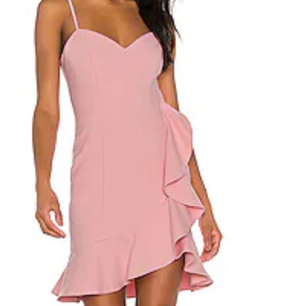 Pink Asymmetrical Ruffled Mini Dress by Likely